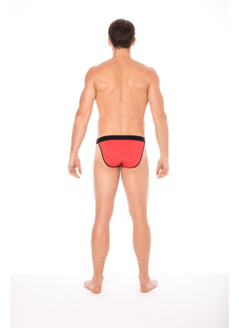 Slip rouge échancré avec zip - LM2003-61RED